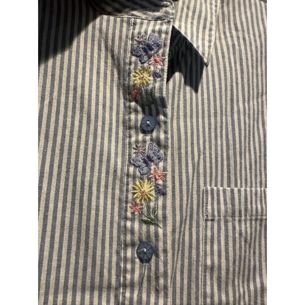 Alfred Dunner Plus Sz 18 Shirt Short Sleeve Floral Embroidery Officecore Casual - Picture 4 of 8